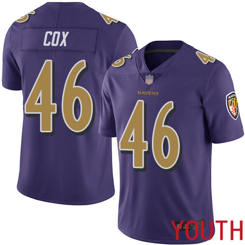 Baltimore Ravens Limited Purple Youth Morgan Cox Jersey NFL Football #46 Rush Vapor Untouchable
